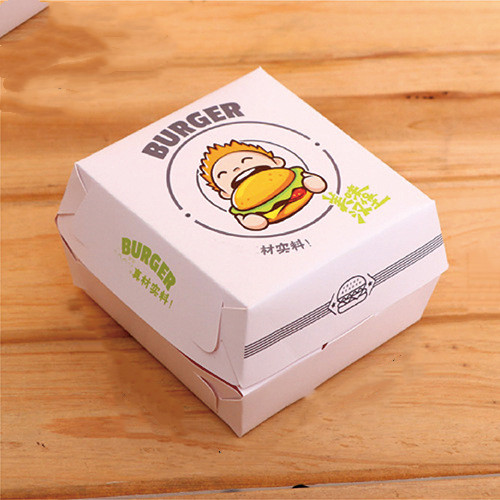 Customized Reusable Oil Proof Hamburger Kraft Corrugated Burger Paper Boxes 3