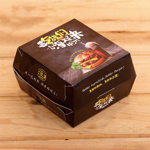 Customized Reusable Oil Proof Hamburger Kraft Corrugated Burger Paper Boxes 1