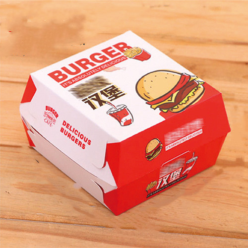 Customized Reusable Oil Proof Hamburger Kraft Corrugated Burger Paper Boxes 4