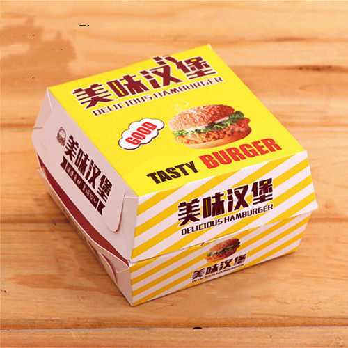 Customized Reusable Oil Proof Hamburger Kraft Corrugated Burger Paper Boxes 7