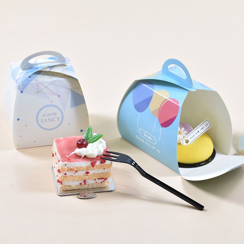 Custom Biodegradable Folding Cake Pastry Dessert Paper Packing Packaging Box with Handle 5