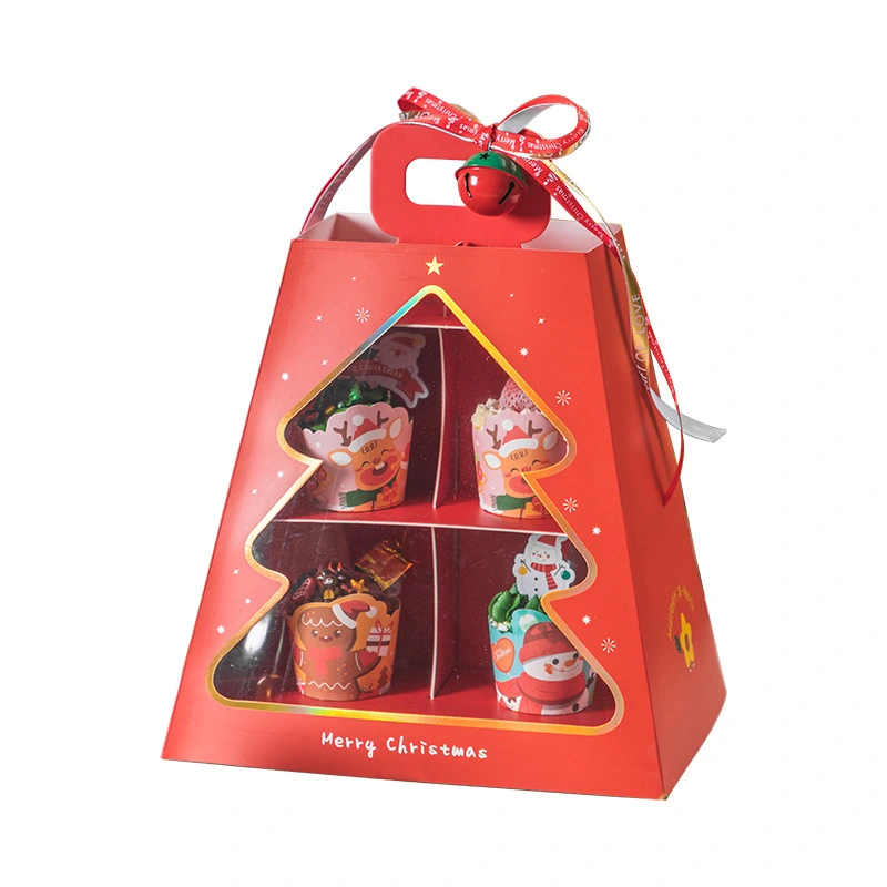High Quality Round Paperboard 4 Layer Dessert Cake Cupcake Stand with Transparent and Paper Cover 1