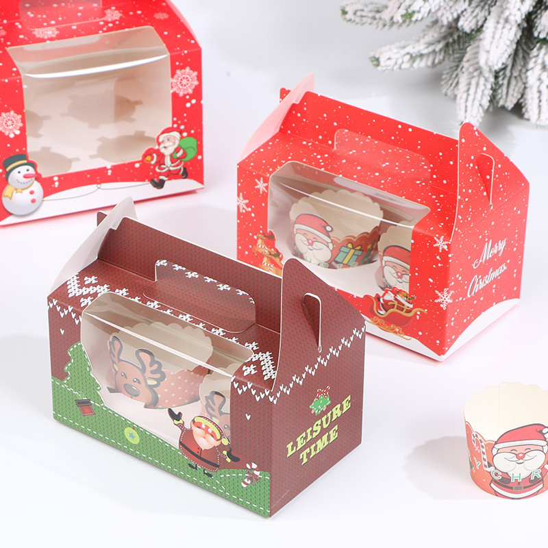 Customized Wholesale Christmas Cake Birthday Wedding White Cardboard Paper Box with Handle 1