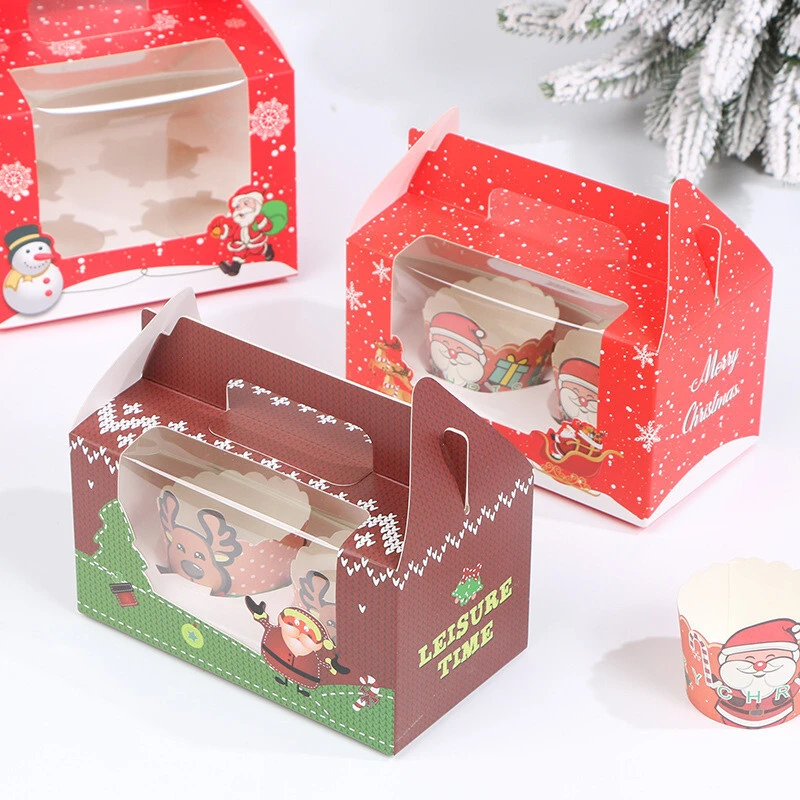 Customized Wholesale Christmas Cake Birthday Wedding White Cardboard Paper Box with Handle 1