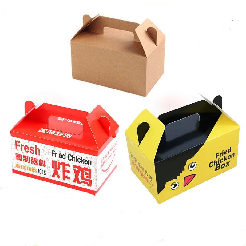Customized Logo Eco Disposable Brown Lunch Pizza Hamburger Fried Chicken Bread Noodle Box Take Away Food Cardboard Paper Box 1