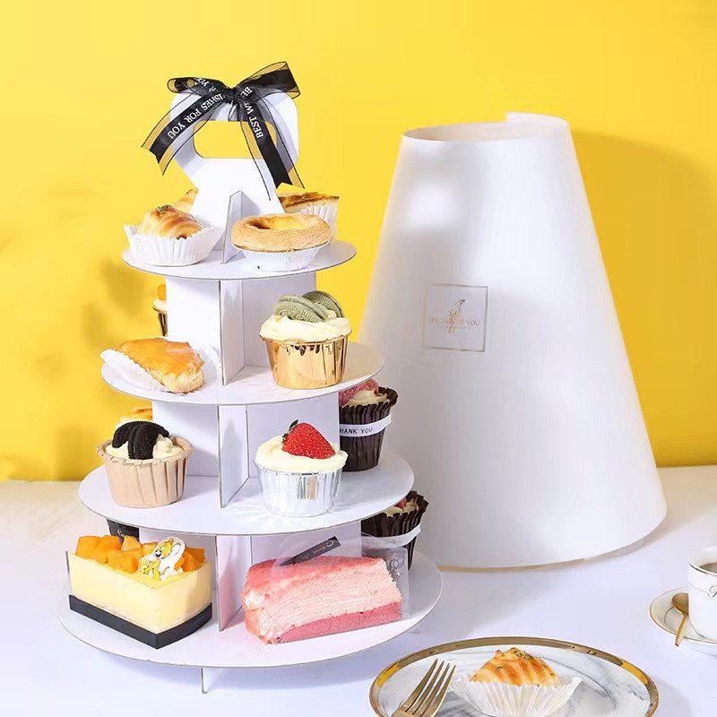 Custom biodegradable recyclable reusable wedding party birthday hotel display decoration afternoon tea takeaway dessert stand 1