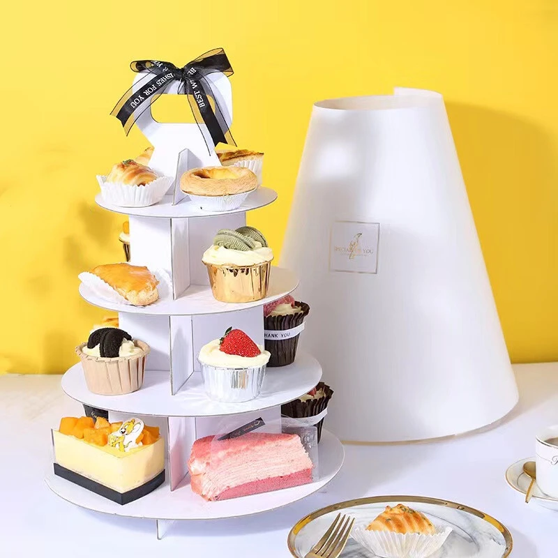 Custom biodegradable recyclable reusable wedding party birthday hotel display decoration afternoon tea takeaway dessert stand 1