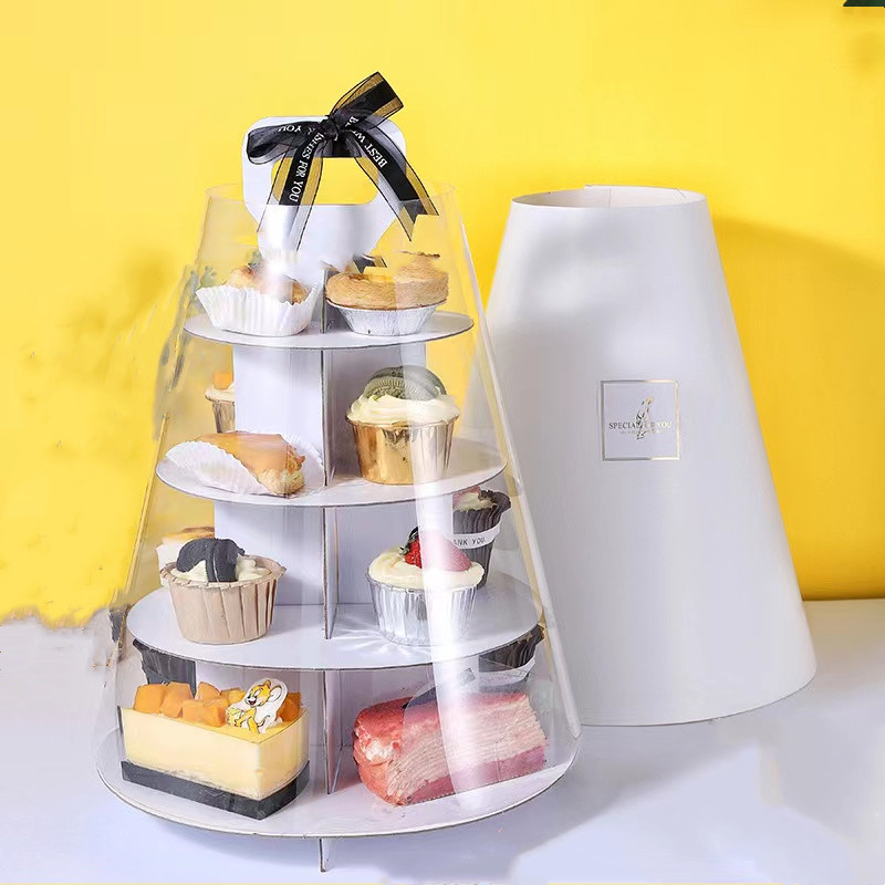 Custom biodegradable recyclable reusable wedding party birthday hotel display decoration afternoon tea takeaway dessert stand 4