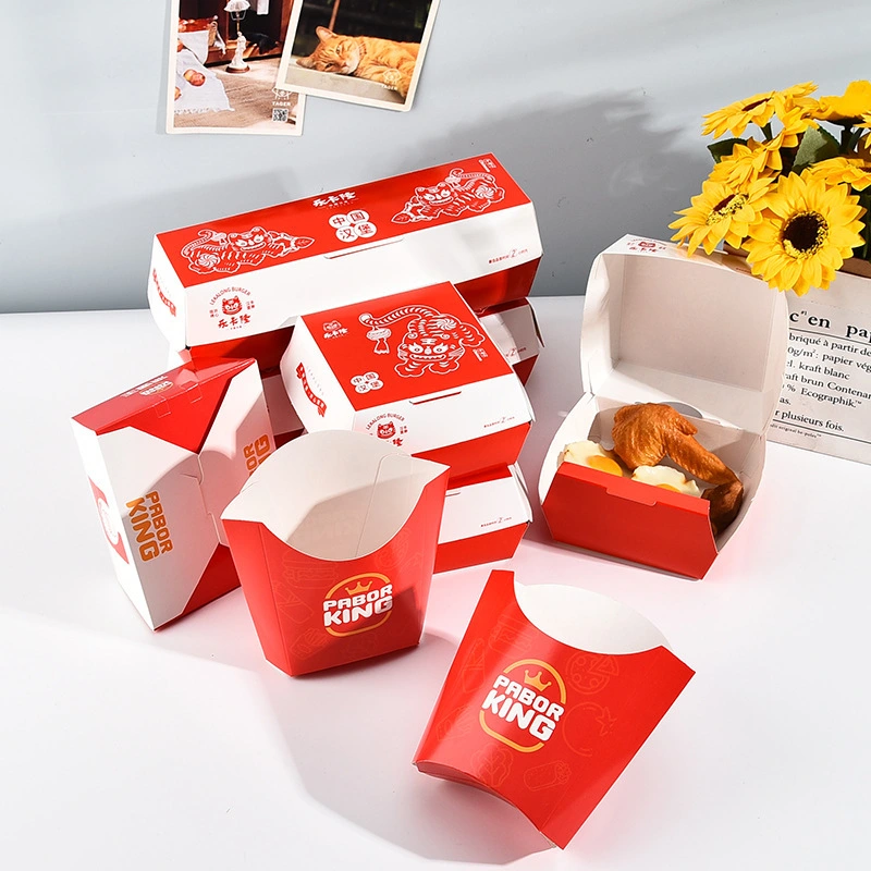 Custom Printed Recycled Take Away French Fries Paper Boxes Fast Food Burger Hamburger Packaging1 1