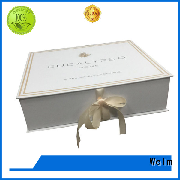 Welm high quality white magnetic gift box with ribbon for sale 1