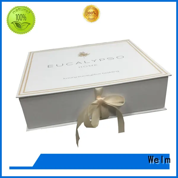 Welm high quality white magnetic gift box with ribbon for sale 1