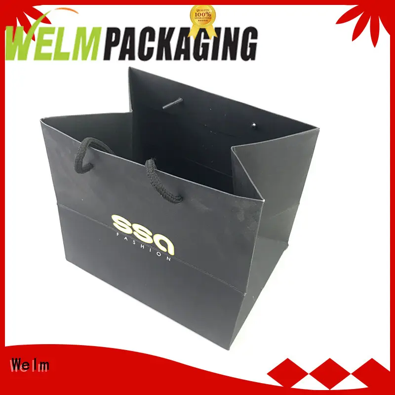printed paper bags with gold logo print for sale Welm 1