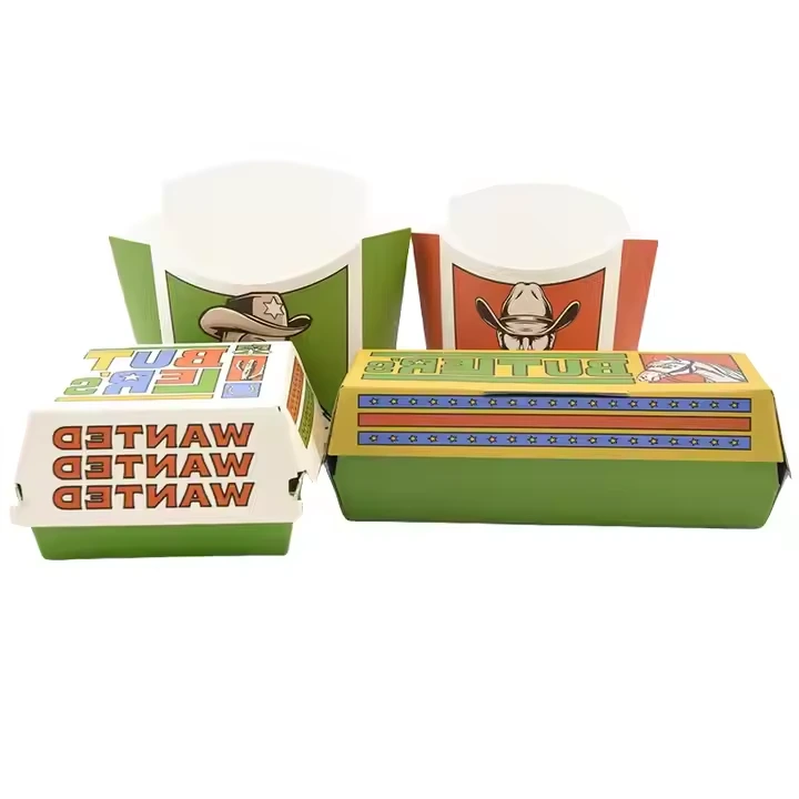 WELMPACKAGING Customized Burger Box Disposable Food Takeout Kraft Paper Packaging Box 1