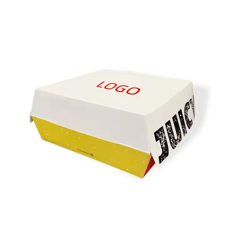 Custom Eco-Friendly Recyclable Kraft Paper Burger Box Fast Food Takeaway Packaging 4