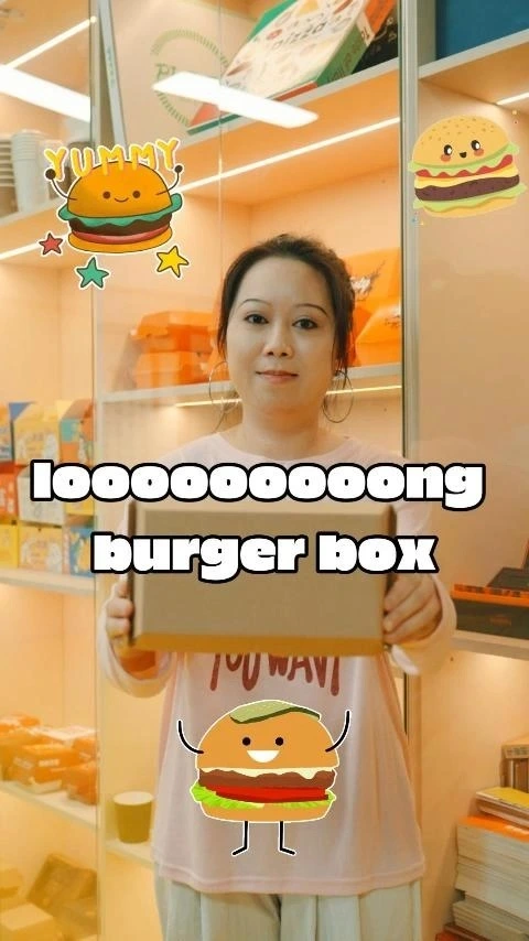 WELM Wholesale Customized Printing Logo Food Grade Corrugated Paper Fast Food Restaurant Container Burger Box 1