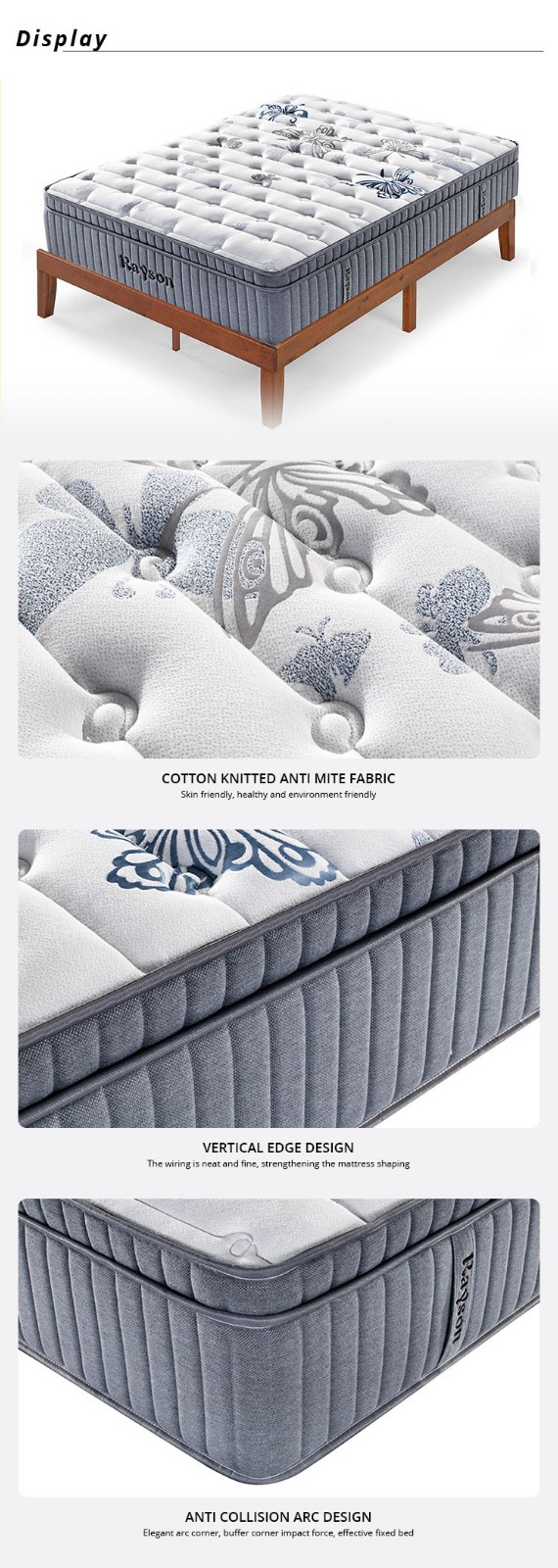 5 estrelas Synwin China fábrica Euro Top Hot Sale 7 Zone Pocket Spring Hybrid Colchão 8