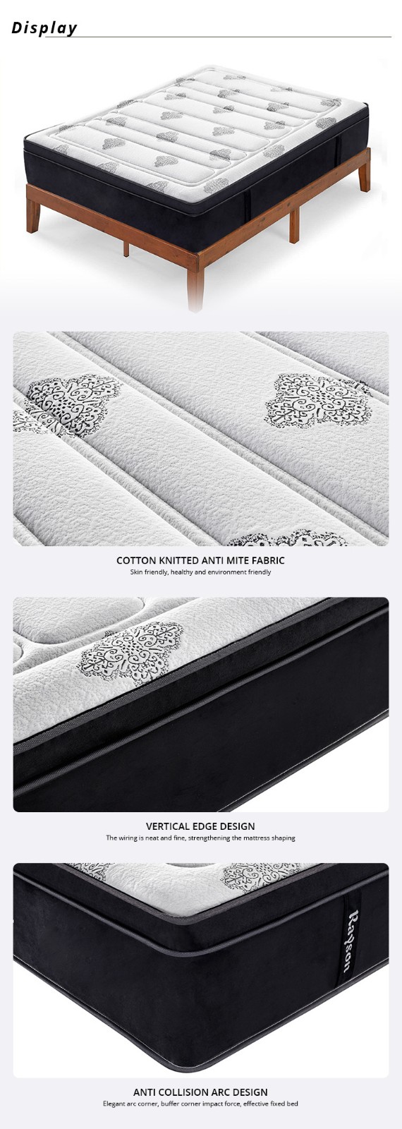 High Level Customized Hotel 5 zones Pocket Spring Foam Soft Mattress 7