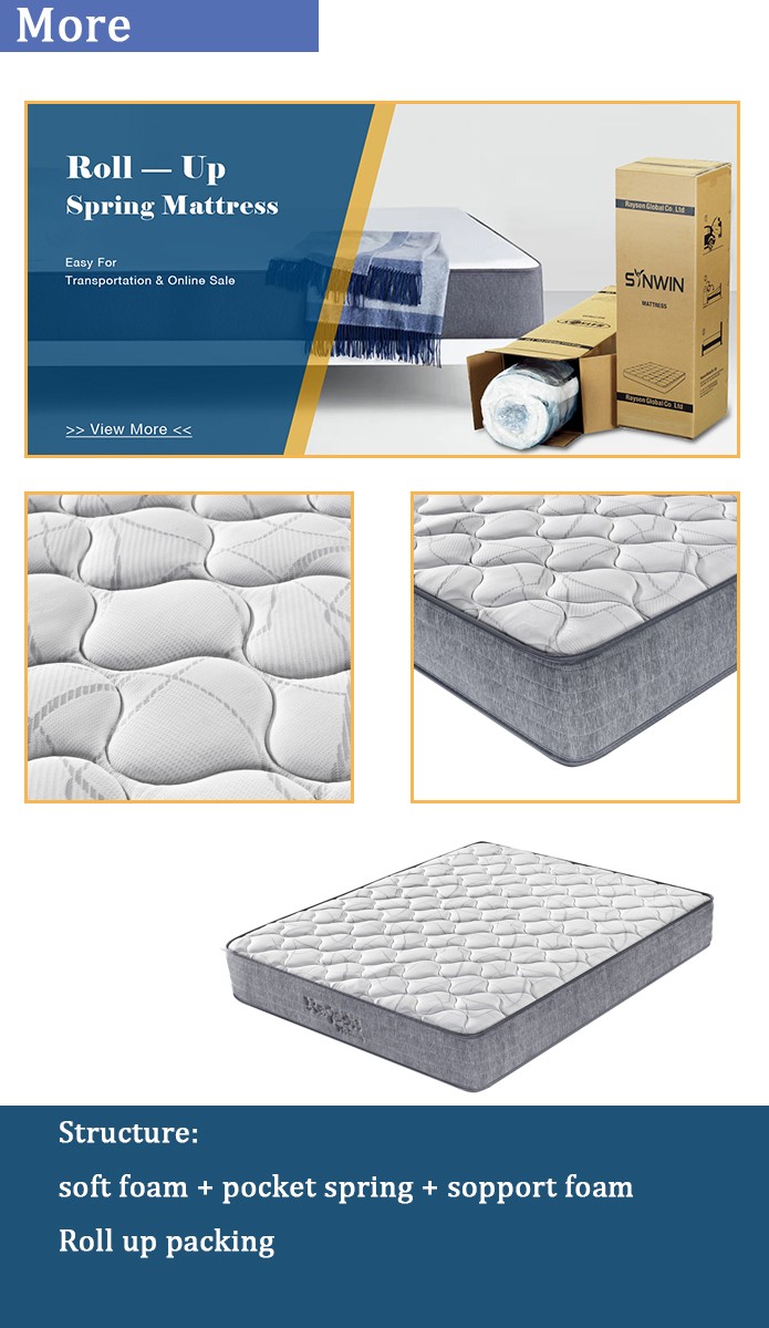 Materasso a molle insacchettate in morbida schiuma a tinta unita con scatola roll-in 6