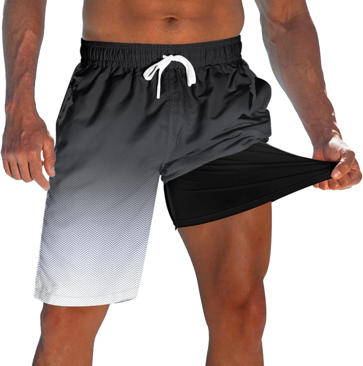 Custom Men's Reversible Gradient Color Double-Sided Swim Trunks MB-03 1