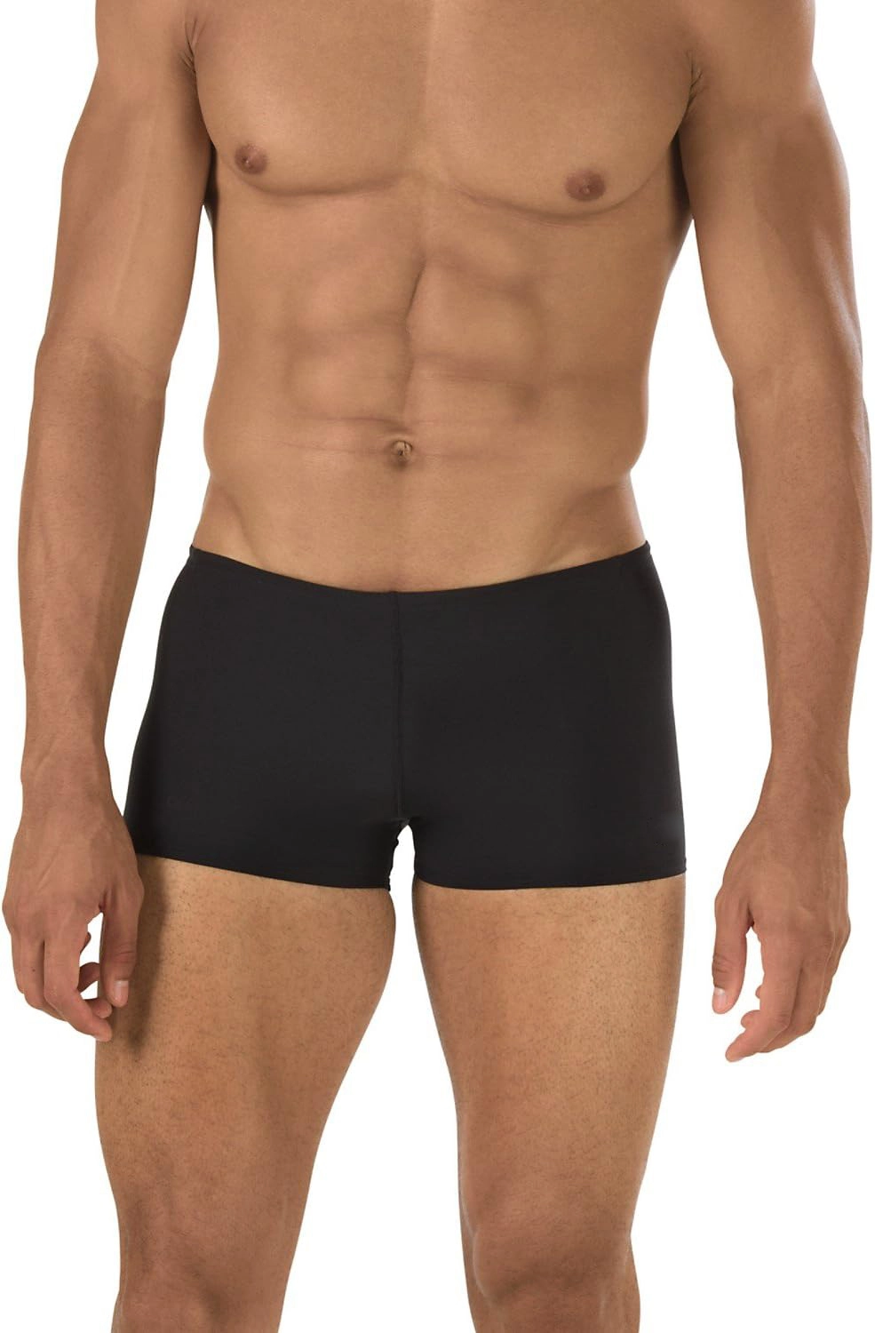 Custom Men's Classic Square Cut Black Swim Trunks MS-02 1