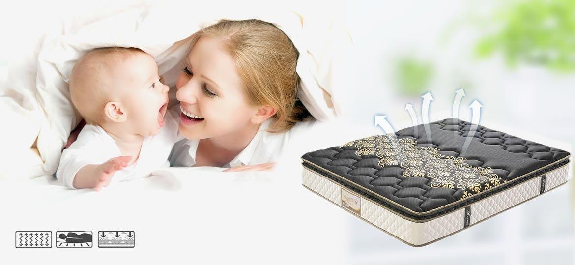 Rayson Mattress-Golden Color Knitted Fabric pillow top bonnell spring mattress Discount bonnell spri