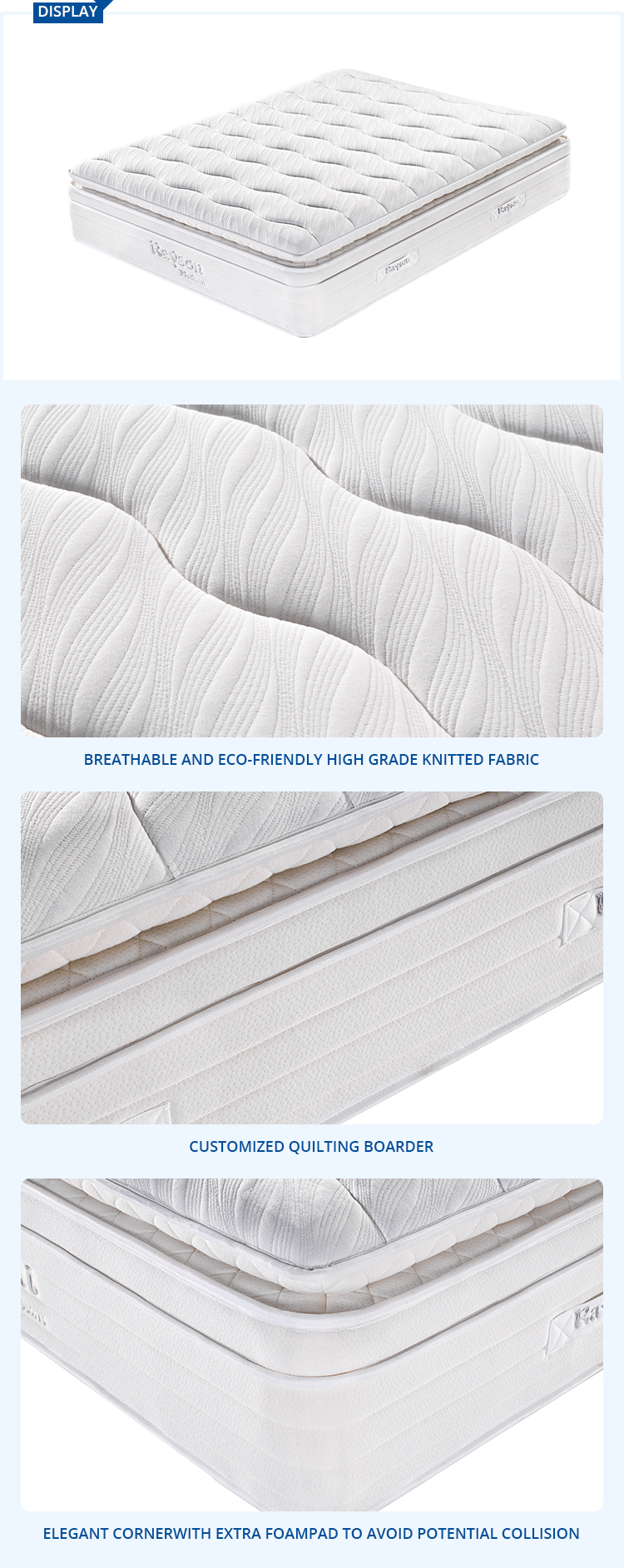 સફેદ હોટેલ બેડ ગાદલું શરૂ હોટેલ પોકેટ વસંત ગાદલું જથ્થાબંધ વેપારી 8