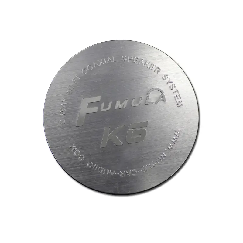 Round Brushing Logo Embossed Aluminum Nameplate 1