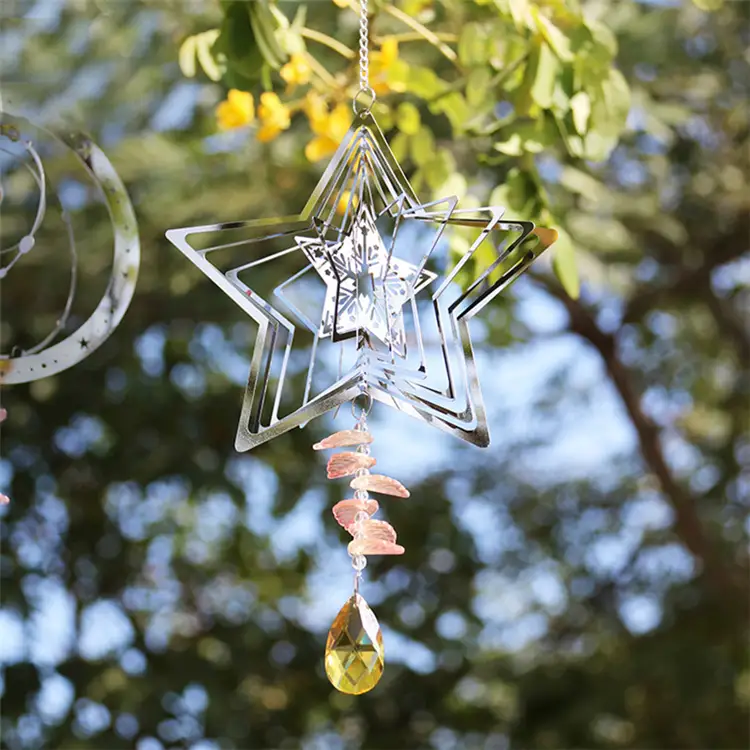 metal wind spinners garden ornament 3D wind spinner ball spiral tail stainless steel wind spinner 1
