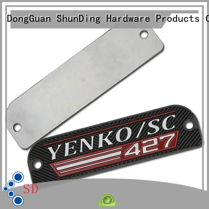 domed epoxy metal name plate silver embossed ShunDing Brand 1