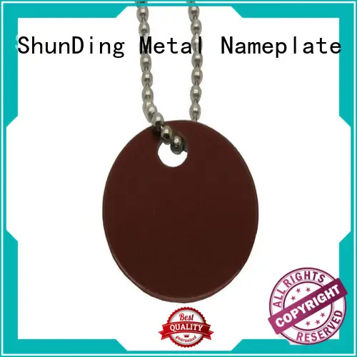 Custom Brown Aluminum Metal Hang Tag Printed Brushed Beaded Chain SD-T00003 1
