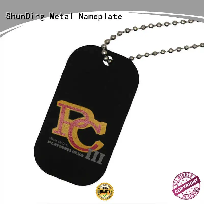 Custom Black Aluminum Metal Hang Tag Printed Sandblasted Anodized Beaded Chain SD-T00006 1