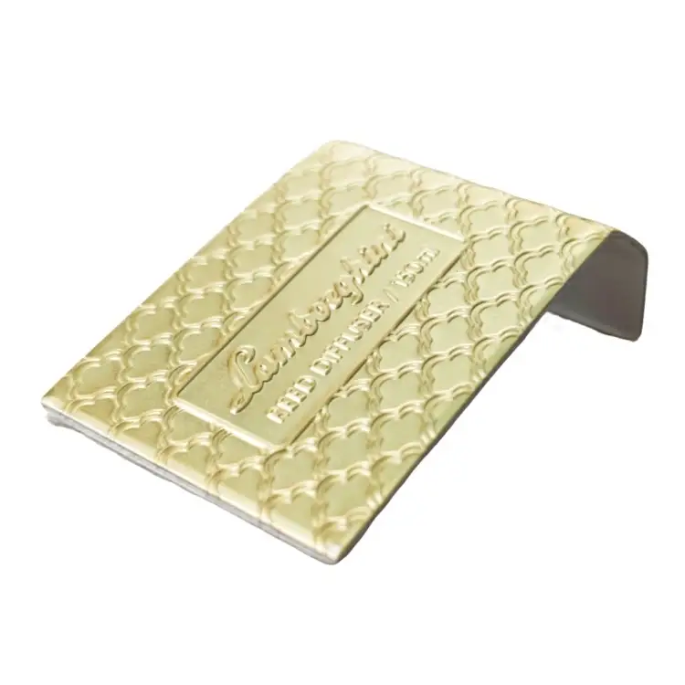Custom Golden Aluminum Embossed Metal Perfume Nameplate 1