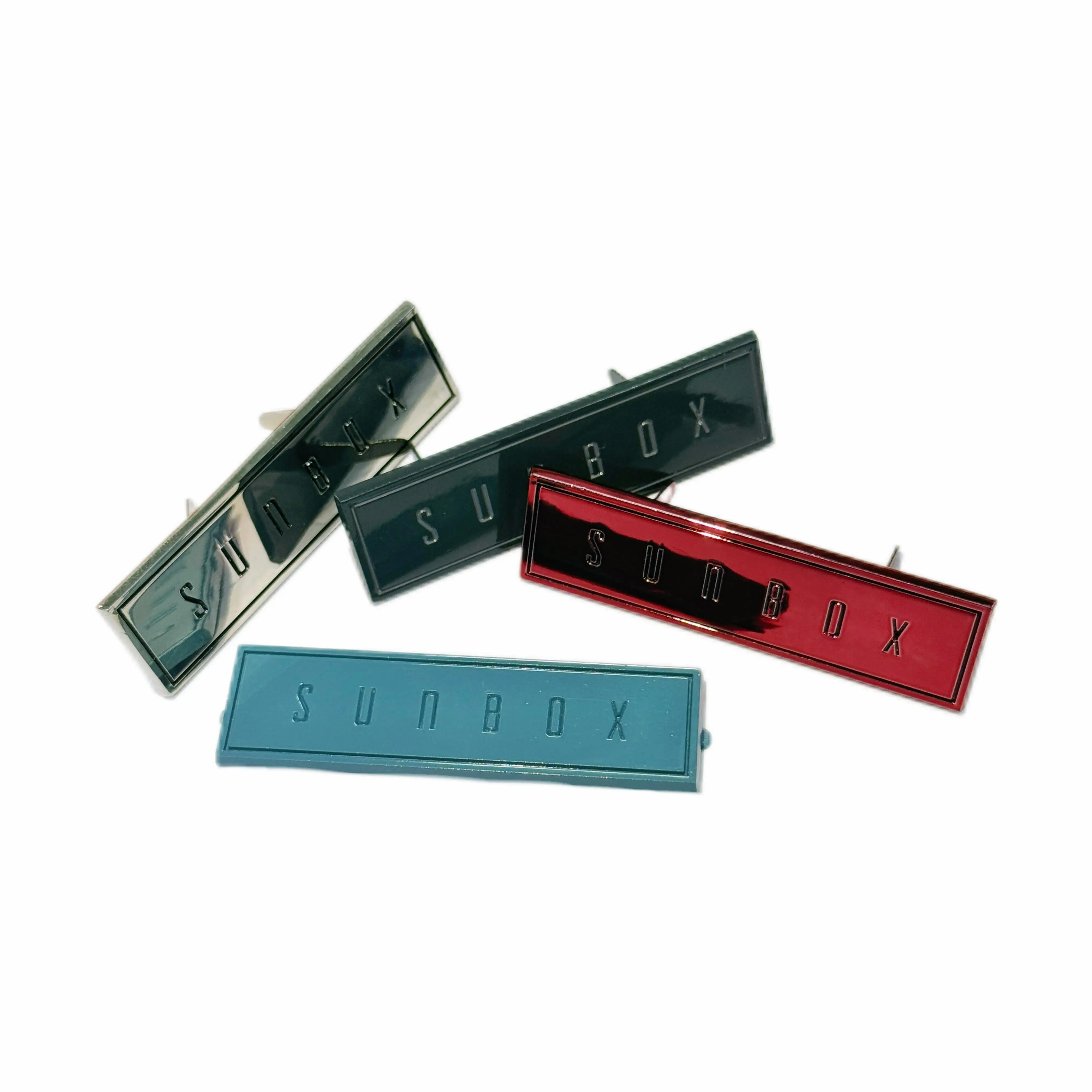 Zinc alloy nameplates with buttons for convenient customization of logos and color styles 1