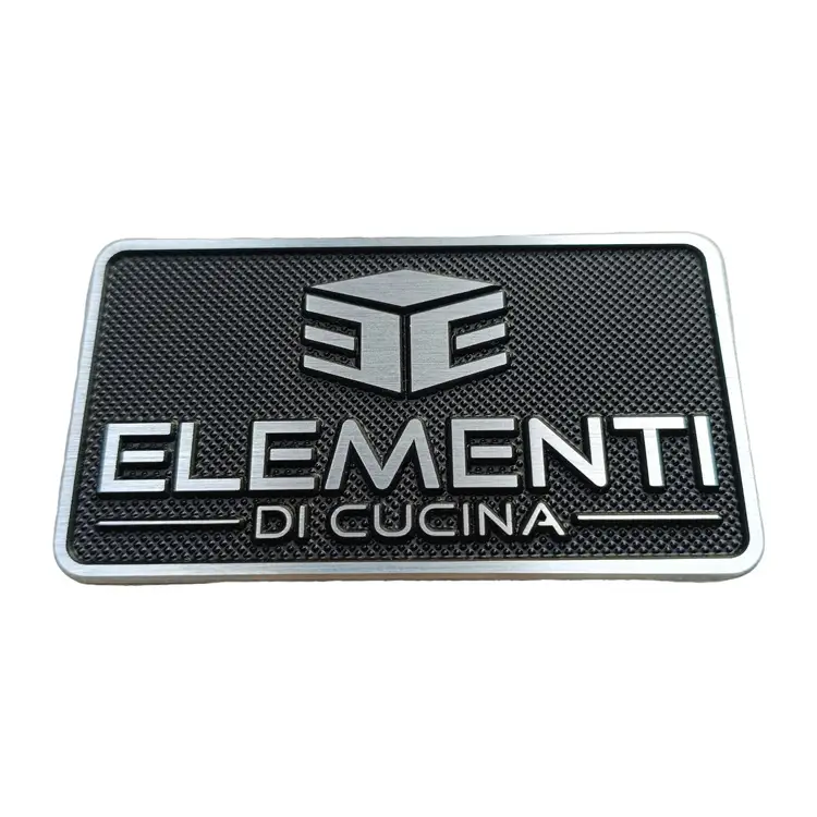 Custom Aluminum Embossed Nameplate with Black Filled Paint 1