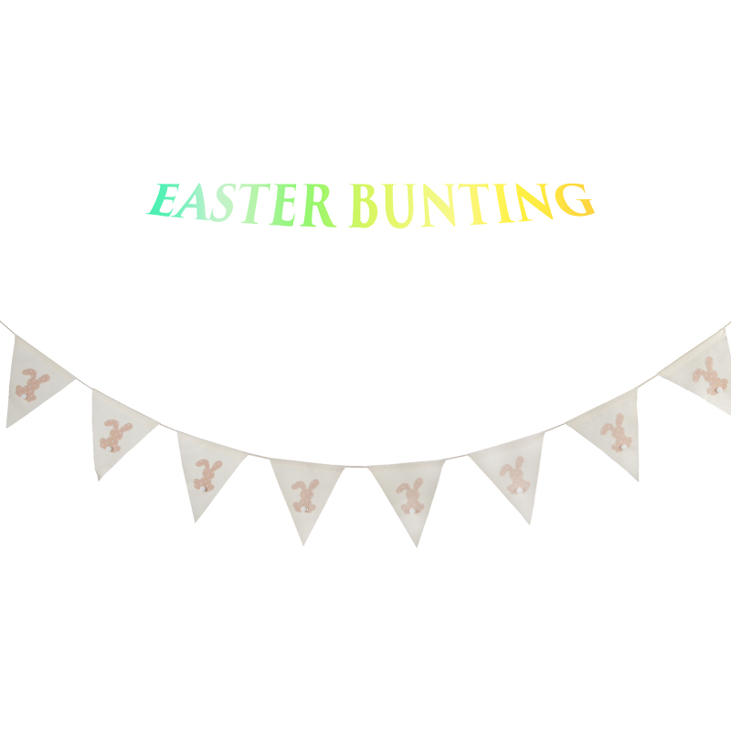 Guirnalda de tela para fiesta de Pascua con conejos y decoración 4