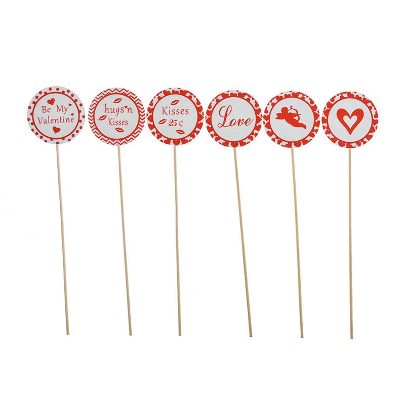 Maceta con estaca para decoración de jardín de San Valentín 1
