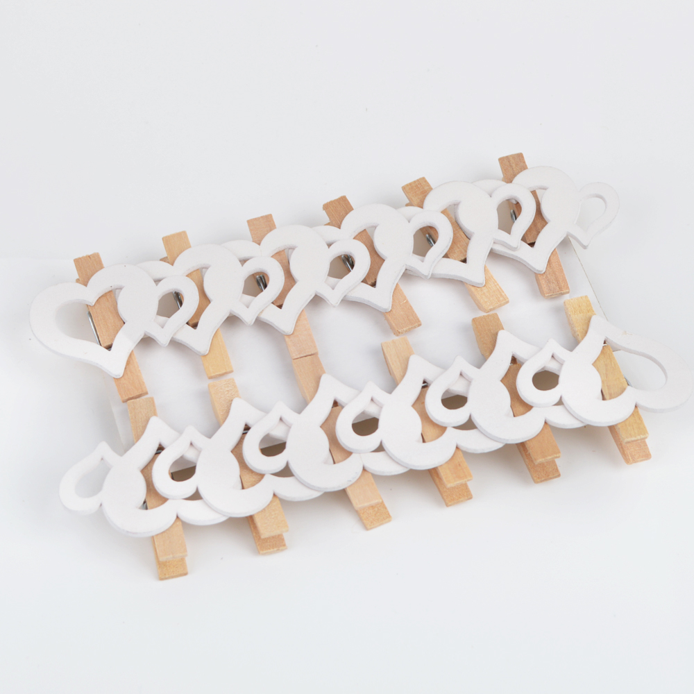 Wooden Heart Photo Pegs Craft Clips For Wedding Party Decor