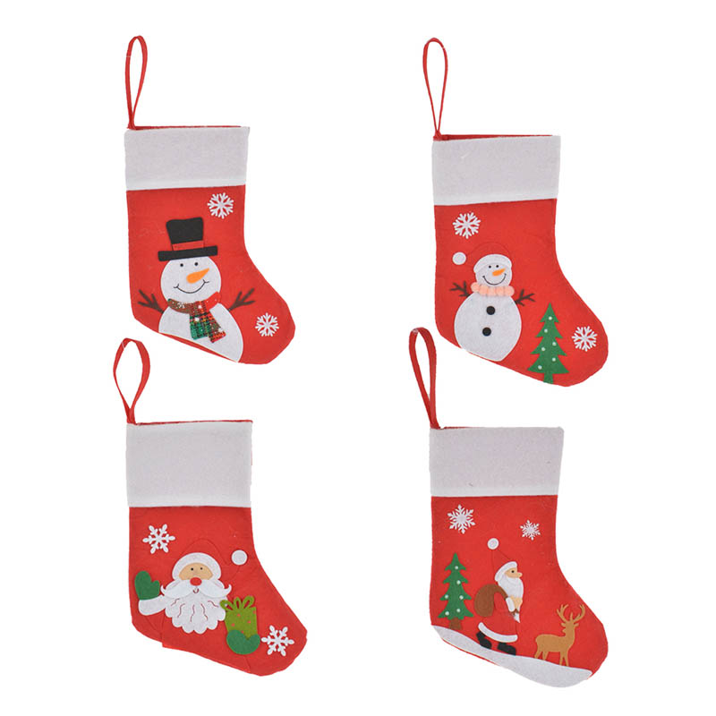 Felt Snowman Christmas Santa Red Stocking 6