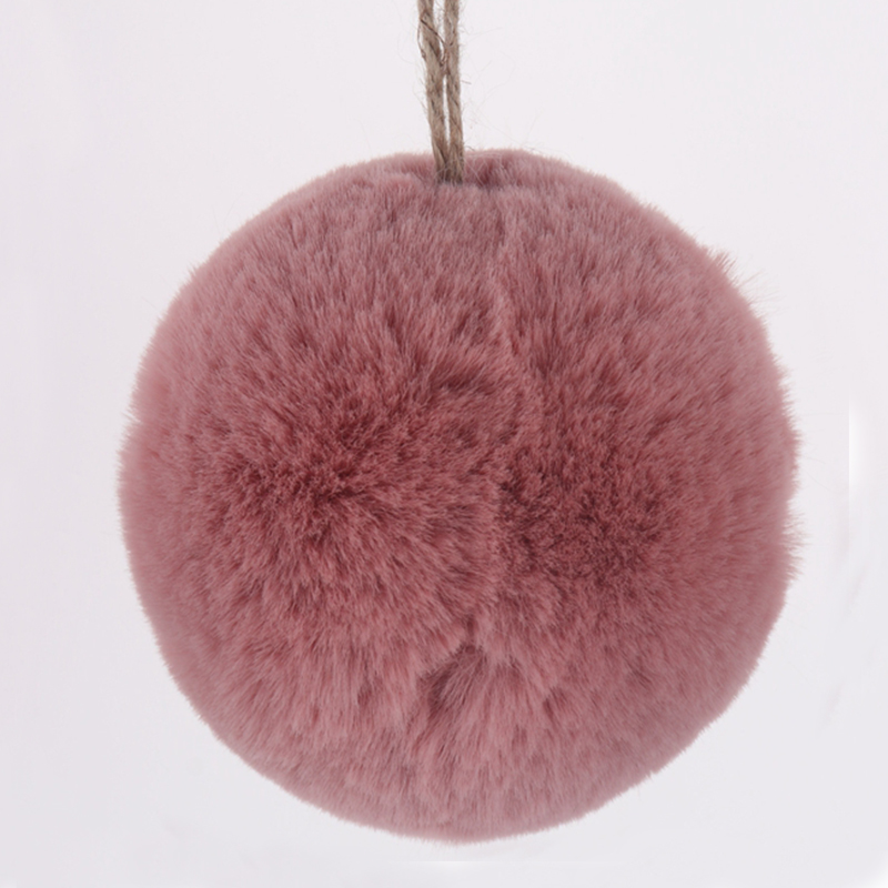 Flauschiges Weihnachtskugel-Ornament aus Kunstfell in Rot 7