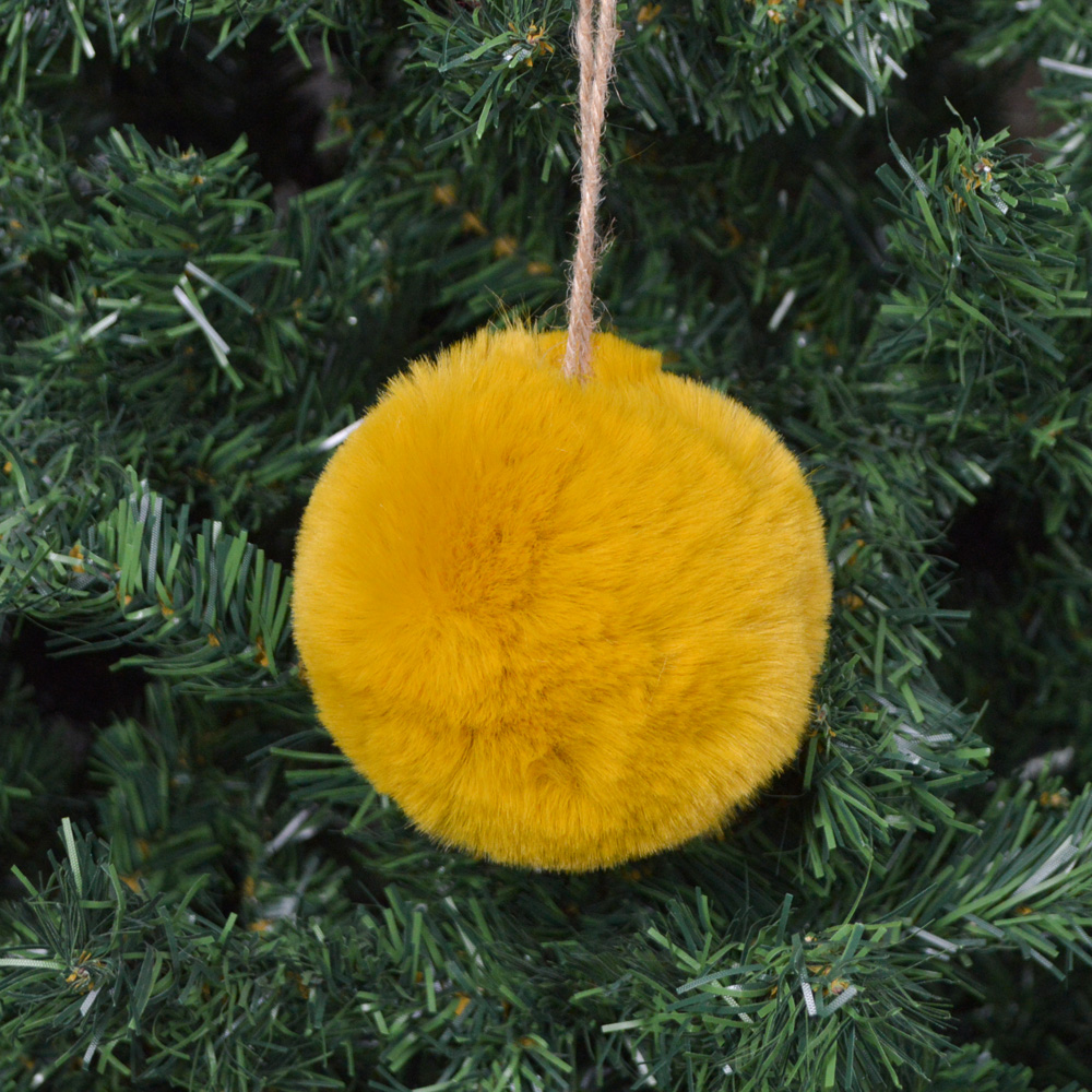 Grey Faux Fur POM Christmas Ornaments 4