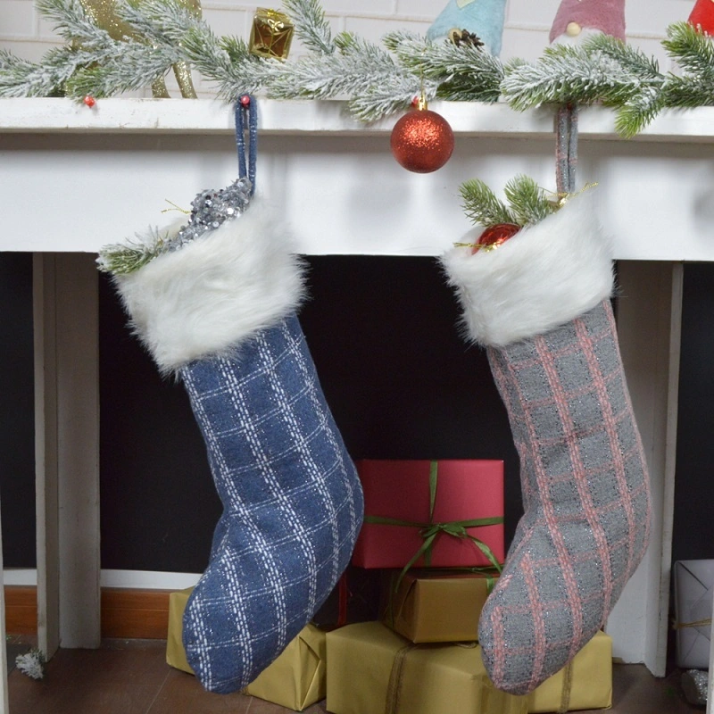 Fabric Christmas Stockings For Home Decoration 1