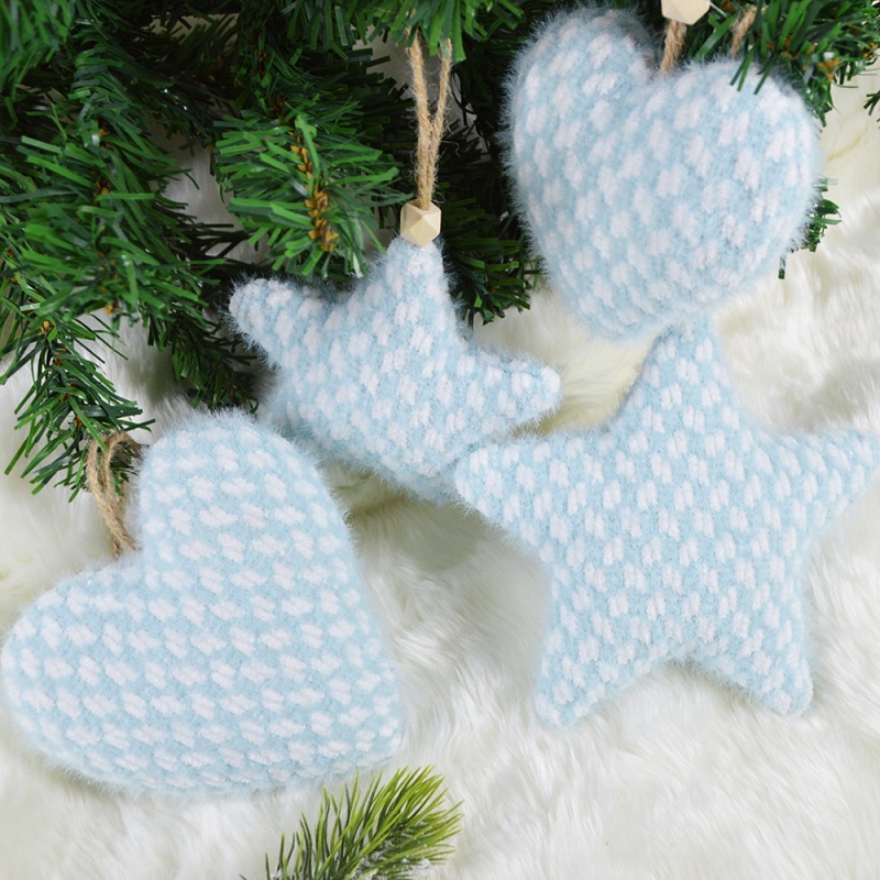 Adorno navideño colgante de punto en forma de corazón 4