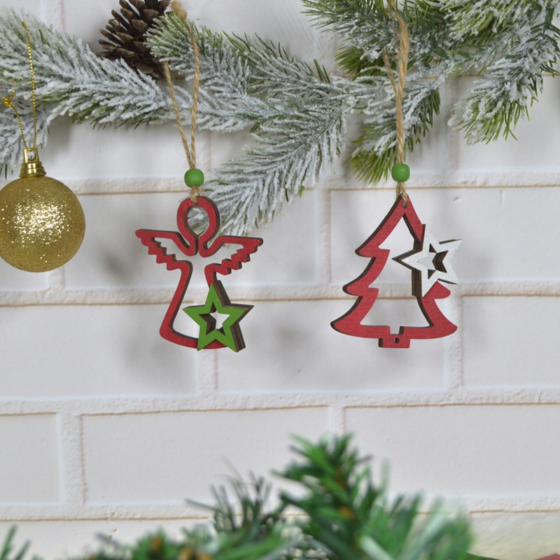 Weihnachtsbaumspitze aus Holz, Engel, zum Aufhängen, Weihnachtsdekoration 5