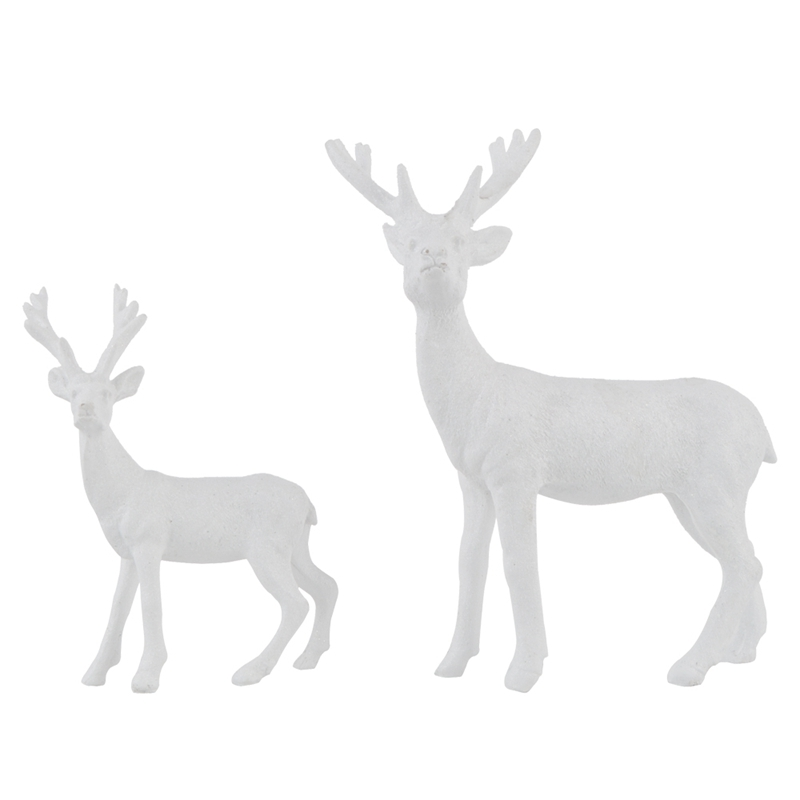 Polyresin White Station Deer Christmas Ornaments 1