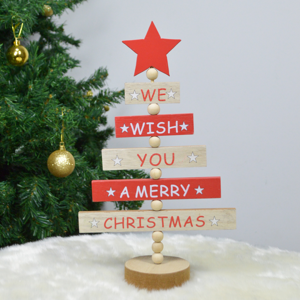 Adorno de letras de madera en forma de árbol con palabras de bendición 2
