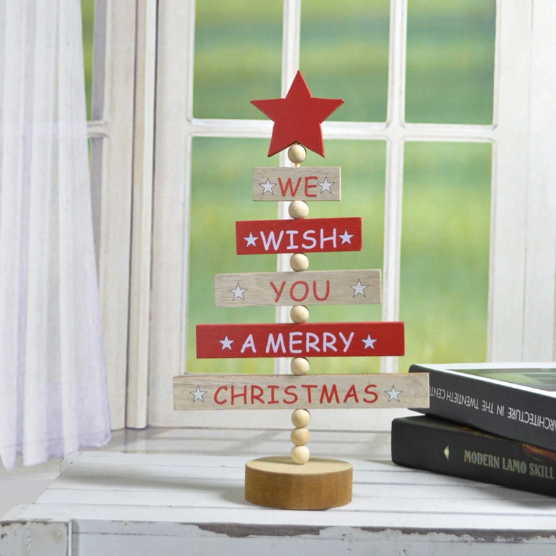 Tree Shaped Blessing Words Mini Wooden Letter  Ornament 1