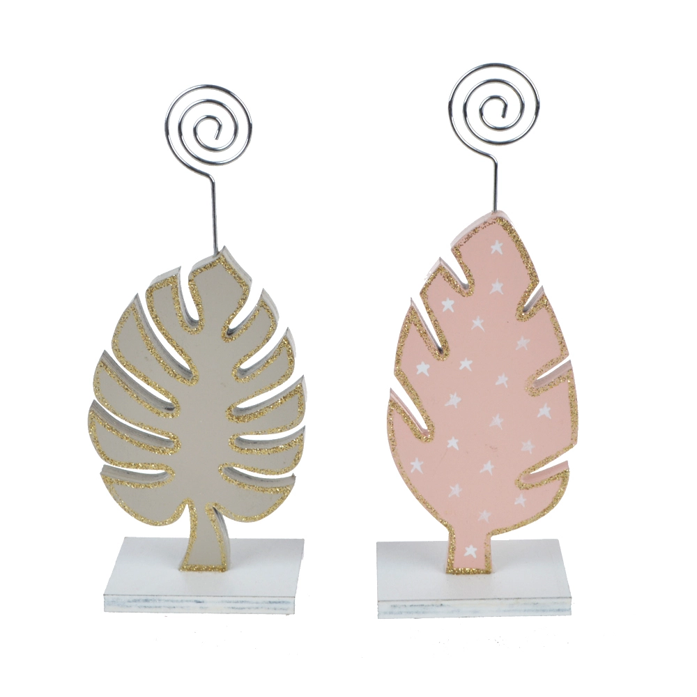 Portatarjetas navideño, base de madera con forma de hojas, portatarjetas de mesa, portatarjetas de fiesta pintado de colores 1