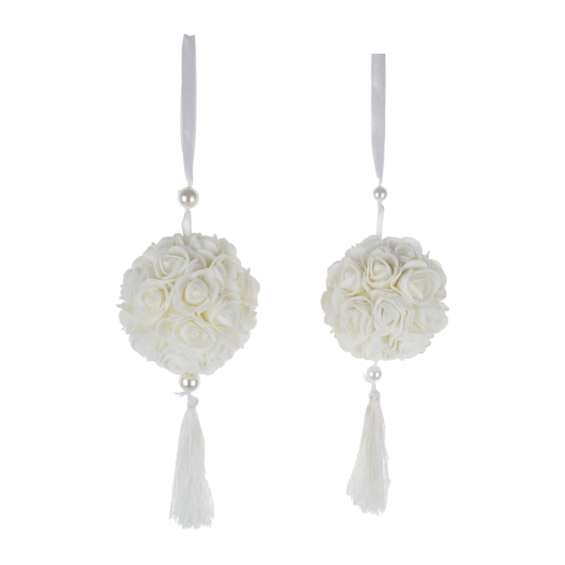 REAL FEEL FLOWER BALL - FOAM ROSE - POMANDER KISSING BALL WEDDING DECORATION 1