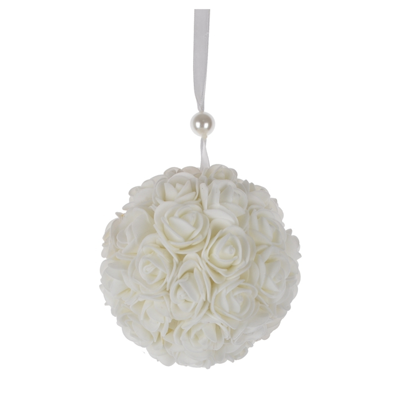 Fabric White Rose Pomander Kissing Ball Wedding Party Decoration 1