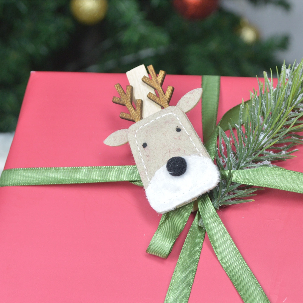 Miniature felt cute deer wooden photo clips holder indoors decoration 1
